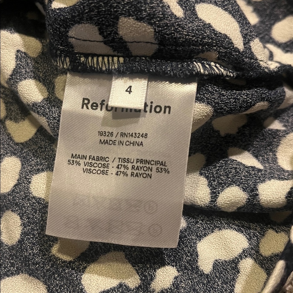 J26 Reformation Humphrey Blue and White Animal Print Dress - Picture 4 of 5